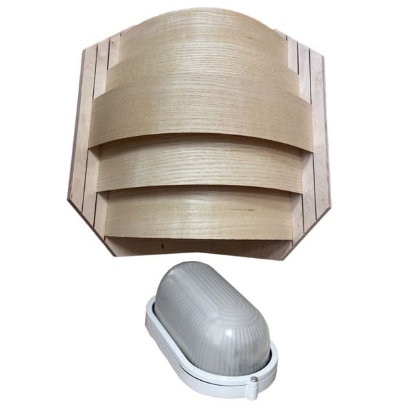 Saunaleuchte Set, 2 Teile | Sperrholz | Eck Blendschirm