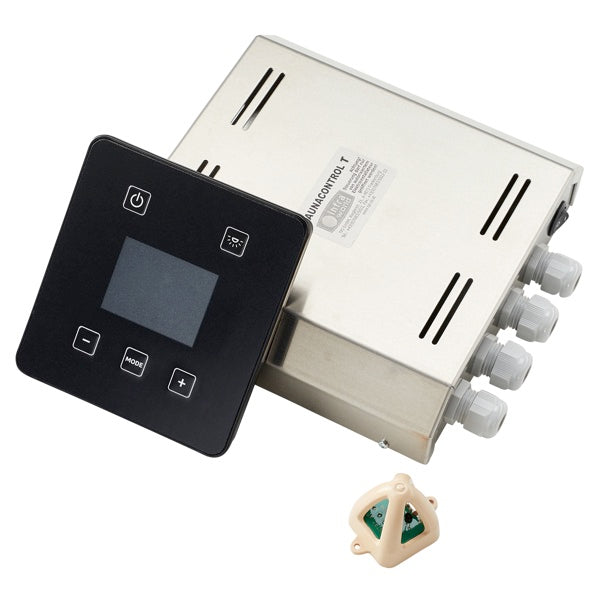 Saunasteuerung Saunacontrol T von infraworld
Das Bedienteil dieser Saunasteuerung verfügt über ein großes Farbdisplay mit selbsterklärender Menüführung zur Vereinfachung der einzelnen Bedienschritte. Die Hintergrundbeleuchtung kann wahlweise weiß oder schwarz eingestellt werden. Das edle schwarze Bedienteil passt in jede Umgebung, kann optional mit einem versenkbaren Rahmen erworben und innen oder außerhalb der Sauna montiert werden.