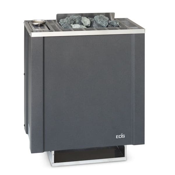 Kompaktes Saunaheizgerät mit Verdampfer für flexible Klimaformen – finnische Sauna, Feuchte-Warmluftbad, Kräuterdampfbad und Warmluftbad und viele mehr. Extra flache Konstruktion - mit nur 24 cm Bautiefe ist der EOS Bi-O Filius W besonders platzsparend und hat trotzdem einen vollwertigen Steinkorb. Direkte Montage an der Saunawand.