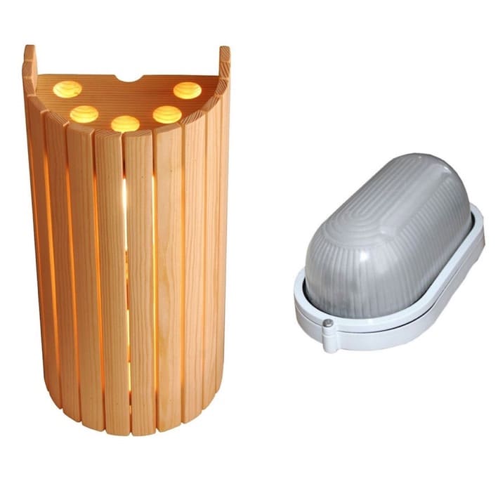 Saunaleuchten Set bestehend aus Sauna Abdeckschirm Nadelhol und Feuchtraumleuchtez