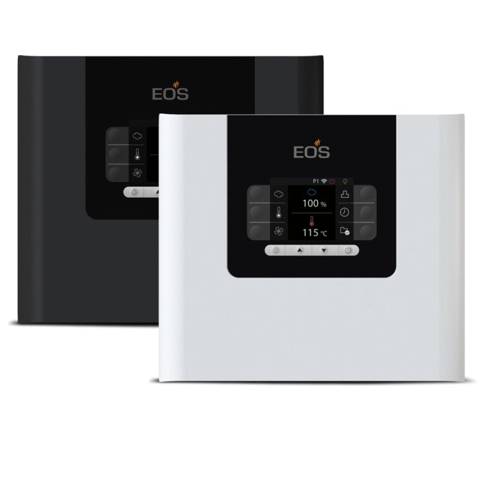 Die Steuerung bietet einen großen Funktionsumfang mit zahlreichen Komfortfunktionen, zum Beispiel eine praktische Zeitvorwahl in Kombination mit einer Sicherheitseinrichtung, die Einrichtung von vier verschiedenen Nutzerprofilen, ein Anschluss für Licht und Lüfter, eine Bediensperre, eine Sicherheitstemperaturbegrenzung (139°C), eine Anzeige für Restlaufzeit sowie 24 Std. Zeitvorwahl, Heizzeitbegrenzung (6 Std. / 12 Std. / 18 Std. / unendlich) und einen Ferienhausmodus.