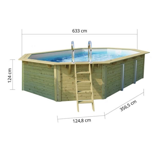 Trend Holzpool SET | Achteck |Blockbohlenecken | Holzpool Bausatz