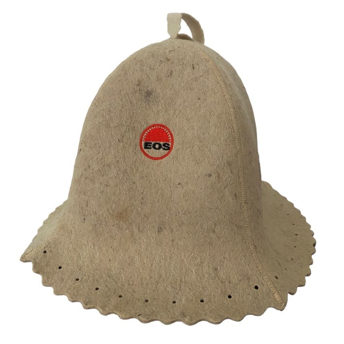 EOS Saunamütze | Sauna Filzhut | Die Kopfhaut ist vor der Hitze geschützt. Die Haare behalten ihre natürliche Feuchtigkeit. Angenehmes empfinden. Der Hut darf ausschließlich in lau-warmen Wasser per Hand gewaschen werden. Die Größe des Saunahuts beträgt in etwa 55 bis 60 cm (Kopfumfang).