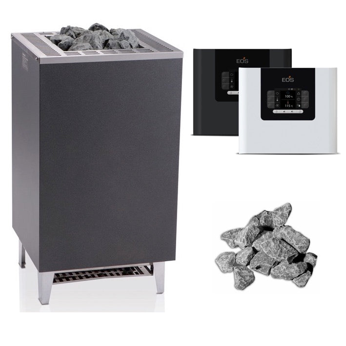 Geeignet für die private Sauna und den moderaten gewerblichen Einsatz in Kabinen der Größe 7 - 18 m³. Robustes Saunaheizgerät im kubistischen, zeitlosen Design mit Abdeckung aus gebürstetem Edelstahl und Außenmantel in Anthrazit-Perleffekt Pulverbeschichtung.Mit dem neuen Steuergerät Compact DP im Set