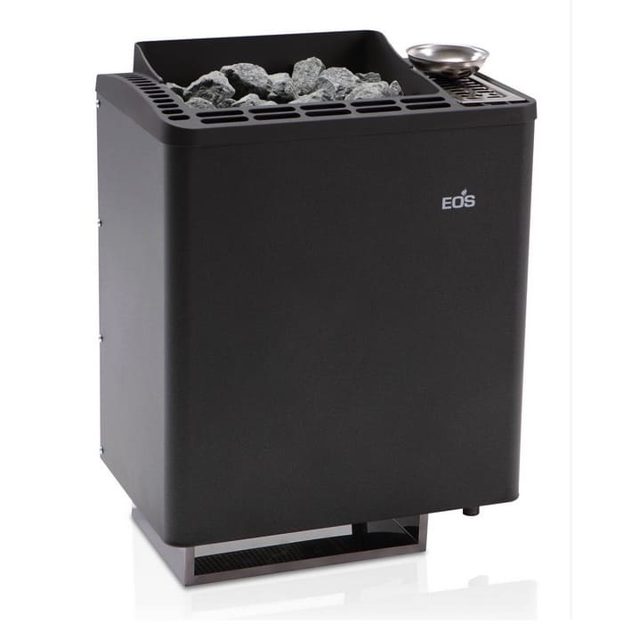 Moderner Saunaofen Bio Tec mit Verdampfer für flexible Klimaeinstellungen, wie z.B. trockene Finnische Sauna, milde Dampfsauna, Kräuterbad. Die formschöne Aluminium-Druckguss-Abdeckung verleiht dem EOS Bi-O Tec W Ofen ein zeitloses, elegantes Design. Die doppelwandige Konstruktion mit Innenmantel aus Edelstahl sorgt für Robustheit und Langlebigkeit. Ausführung in Anthrazit-Perleffekt oder in Edelstahl blank poliert.