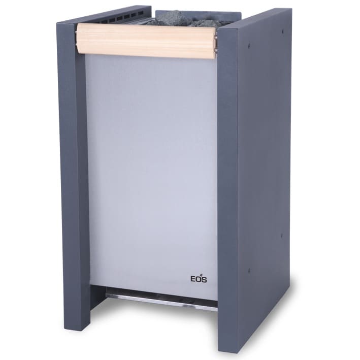 Die Front aus gebürstetem Edelstahl steht im betonten Kontrast zu den Seitenteilen im Anthrazit Perleffekt. Komplettiert wird das Design durch den Ofen-Schutz aus hochwertigem Abachi-Holz. Dank der flachen Rückseite eignet sich EOS Herkules ideal für die Aufstellung vor Glasflächen. Auch erhältlich mit hochwertiger, kratzfester Beschichtung in Schwarz matt*
