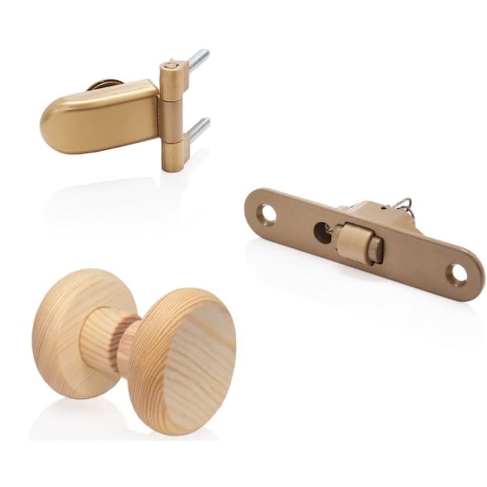 Saunatür aus Glas in Bronze mit Rahmen aus Fichte | Einbaumaß : 69 x 187 cm