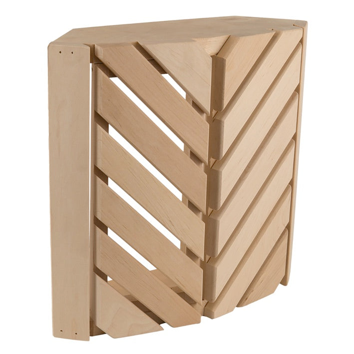 Eck Holzblendschirm zur Abdeckung der Saunaleuchten aus massiven Espen- oder Erlen holz.