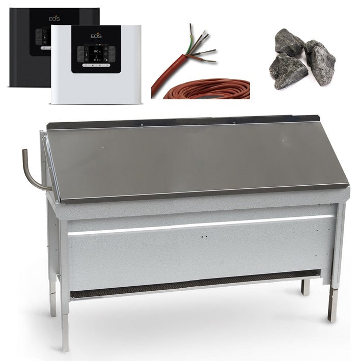 Saunaofen Unterbank mit Steuergerät | Saunaofen Invisio Midi & Sauna Steuerung EOS Compact DP