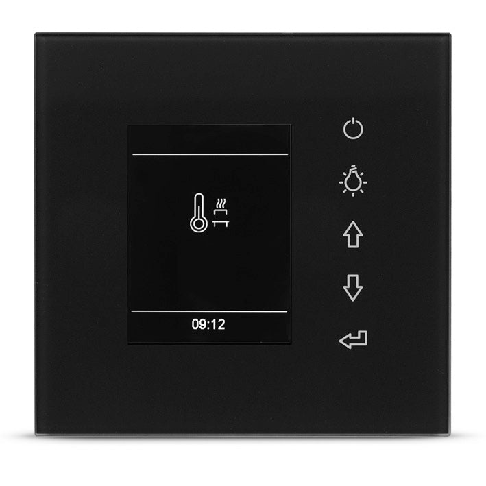 Saunasteuergerät EOS EmoStyle D Innovative Saunasteuerung der Luxus-Klasse für die trockene Sauna. Elektronische Saunasteuergerung für anspruchsvolle private und gewerbliche Saunaanlagen. Exklusives Bedienteil mit Frontseite komplett aus Glas im weißen und schwarzen Design farbiges TFT-Display separatem Leistungsteil Dank dem innovativen Bedienkonzept lässt sich das Gerät schnell und intuitiv bedienen zahlreiche Funktionen können sehr schnell erreicht und eingestellt werden