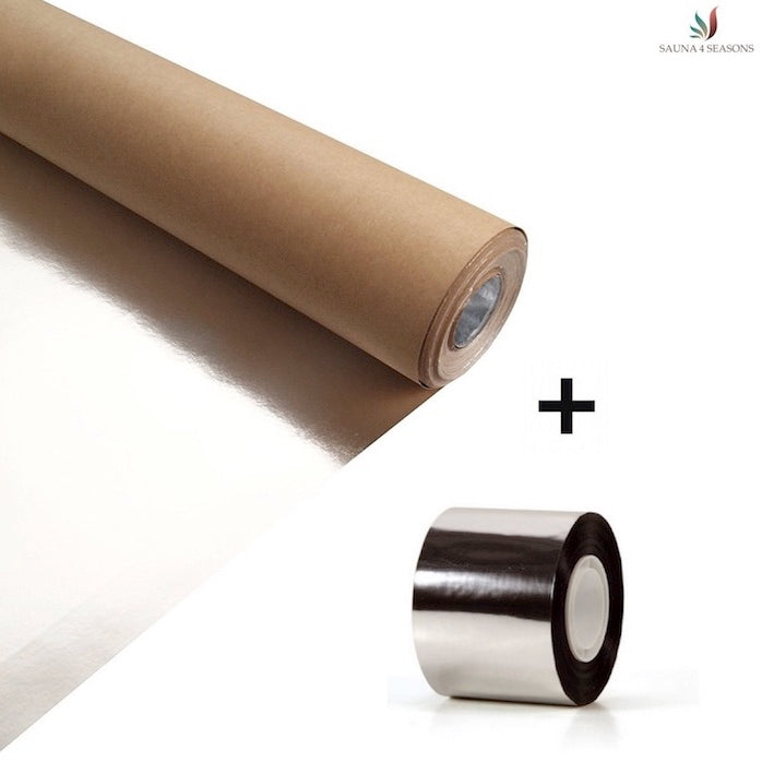 Aluminiumfolie-beschichtet mit Pappe für den Saunabau  Sauna-Aluminiumfolie- beschichtetes Isolierpapier mit Wärme wiedergebender Oberfläche. Wird benötigt zum Selbstbau einer Sauna-Anlage.