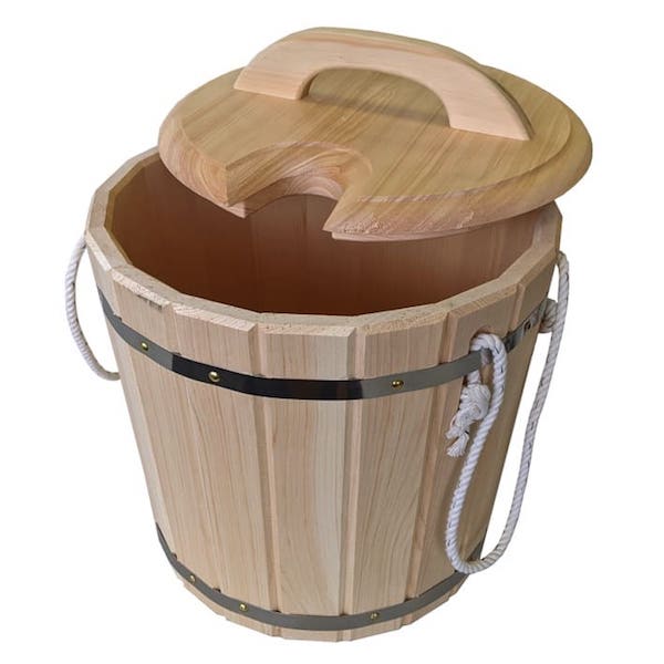 Holzkübel mit Deckel ideal zum aufweichen von Saunaquast / Saunareisig / Wenik | Holzkübel 15 Liter