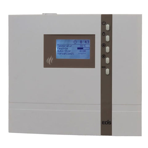 Digitales Saunasteuergerät ECON D3 für die klassische, finnische Sauna. Technische Details: Gehäuse: Ober-und Unterteil aus Kunstoff Digitale Anzeige der Uhrzeit, Restlaufzeit und vorgewählten Temperatur Regelung: digitale Zweipunktregelung 6 Sprachen Menü Energiesparanzeige Bedienung über Tastatur Anzeige Display 40x22mm | mit Zeitvorwahl. Optional anschluss eines Bankfühlers möglich